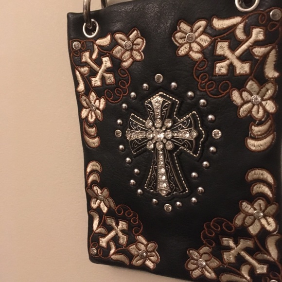 SS Country Diamond Cross Brown leather small bag - Picture 4 of 16